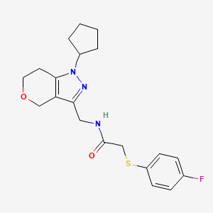 N-((1-cyclopentyl-1,4,6,7-tetrahydropyrano[4,3-c]pyrazol-3-yl)methyl)-2-((4-fluorophenyl)thio)acetamide