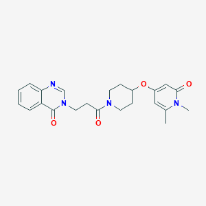 molecular formula C23H26N4O4 B2878377 3-(3-(4-((1,6-dimethyl-2-oxo-1,2-dihydropyridin-4-yl)oxy)piperidin-1-yl)-3-oxopropyl)quinazolin-4(3H)-one CAS No. 1903330-75-5