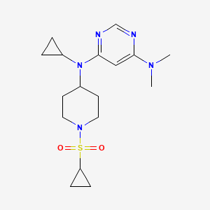 molecular formula C17H27N5O2S B2878393 4-N-Cyclopropyl-4-N-(1-cyclopropylsulfonylpiperidin-4-yl)-6-N,6-N-dimethylpyrimidine-4,6-diamine CAS No. 2380095-84-9