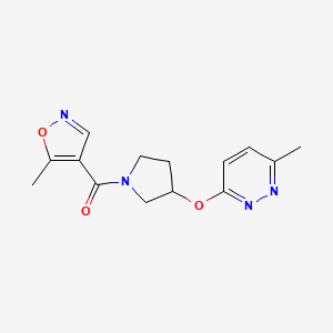 molecular formula C14H16N4O3 B2878401 (5-Methylisoxazol-4-yl)(3-((6-methylpyridazin-3-yl)oxy)pyrrolidin-1-yl)methanone CAS No. 2034482-39-6