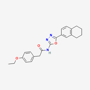 molecular formula C22H23N3O3 B2878402 2-(4-ethoxyphenyl)-N-[5-(5,6,7,8-tetrahydronaphthalen-2-yl)-1,3,4-oxadiazol-2-yl]acetamide CAS No. 923372-47-8