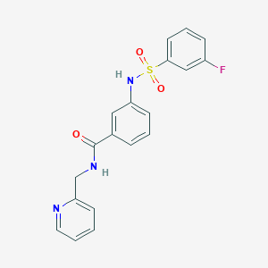 molecular formula C19H16FN3O3S B2878403 3-[(3-fluorophenyl)sulfonylamino]-N-(pyridin-2-ylmethyl)benzamide CAS No. 690643-55-1