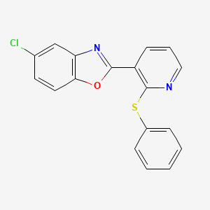 molecular formula C18H11ClN2OS B2878415 5-Chloro-2-[2-(phenylsulfanyl)-3-pyridinyl]-1,3-benzoxazole CAS No. 866038-59-7