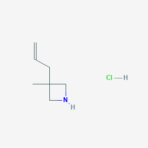 molecular formula C7H14ClN B2878425 3-甲基-3-丙-2-烯基氮杂环丁烷；盐酸盐 CAS No. 2445791-44-4