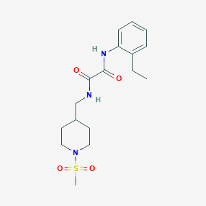 molecular formula C17H25N3O4S B2878430 N1-(2-ethylphenyl)-N2-((1-(methylsulfonyl)piperidin-4-yl)methyl)oxalamide CAS No. 1235279-90-9