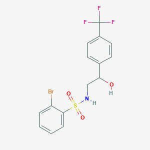 molecular formula C15H13BrF3NO3S B2878435 2-bromo-N-(2-hydroxy-2-(4-(trifluoromethyl)phenyl)ethyl)benzenesulfonamide CAS No. 1448075-59-9