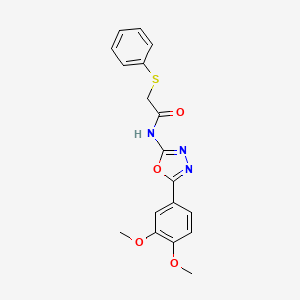 molecular formula C18H17N3O4S B2878441 N-[5-(3,4-dimethoxyphenyl)-1,3,4-oxadiazol-2-yl]-2-phenylsulfanylacetamide CAS No. 899734-70-4