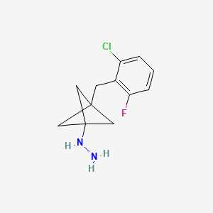 molecular formula C12H14ClFN2 B2878445 [3-[(2-Chloro-6-fluorophenyl)methyl]-1-bicyclo[1.1.1]pentanyl]hydrazine CAS No. 2287274-41-1