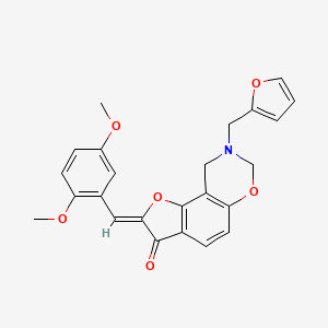 molecular formula C24H21NO6 B2878446 (Z)-2-(2,5-二甲氧基苄叉)-8-(呋喃-2-基甲基)-8,9-二氢-2H-苯并呋喃[7,6-e][1,3]恶杂环-3(7H)-酮 CAS No. 951980-87-3