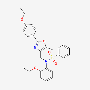 molecular formula C27H28N2O5S B2878453 N-(2-ethoxyphenyl)-N-((2-(4-ethoxyphenyl)-5-methyloxazol-4-yl)methyl)benzenesulfonamide CAS No. 1251553-40-8