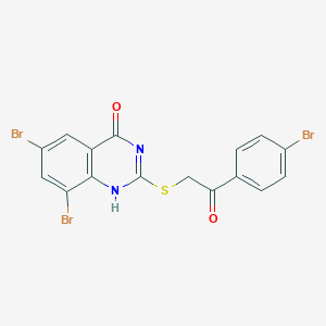 molecular formula C16H9Br3N2O2S B287846 6,8-dibromo-2-[2-(4-bromophenyl)-2-oxoethyl]sulfanyl-1H-quinazolin-4-one 