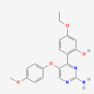 molecular formula C19H19N3O4 B2878464 2-(2-Amino-5-(4-methoxyphenoxy)pyrimidin-4-yl)-5-ethoxyphenol CAS No. 877810-15-6