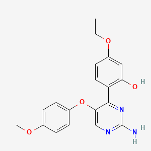 molecular formula C19H19N3O4 B2878464 2-[2-Amino-5-(4-methoxyphenoxy)pyrimidin-4-yl]-5-ethoxyphenol CAS No. 877810-15-6