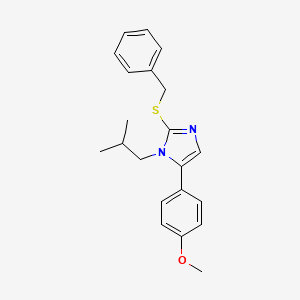 molecular formula C21H24N2OS B2878484 2-(苄基硫代)-1-异丁基-5-(4-甲氧基苯基)-1H-咪唑 CAS No. 1207020-12-9