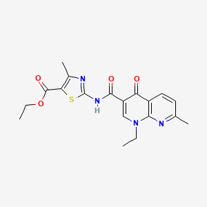 molecular formula C19H20N4O4S B2878486 Ethyl 2-(1-ethyl-7-methyl-4-oxo-1,4-dihydro-1,8-naphthyridine-3-carboxamido)-4-methylthiazole-5-carboxylate CAS No. 1251683-30-3