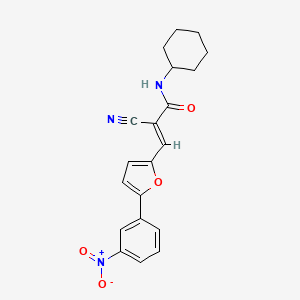 molecular formula C20H19N3O4 B2878498 (E)-2-cyano-N-cyclohexyl-3-[5-(3-nitrophenyl)furan-2-yl]prop-2-enamide CAS No. 341538-60-1