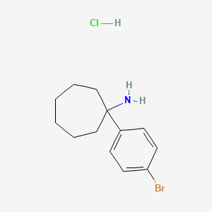 molecular formula C13H19BrClN B2878508 1-(4-Bromophenyl)cycloheptan-1-amine;hydrochloride CAS No. 2305252-66-6