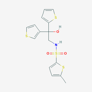 molecular formula C15H15NO3S4 B2878509 N-(2-hydroxy-2-(thiophen-2-yl)-2-(thiophen-3-yl)ethyl)-5-methylthiophene-2-sulfonamide CAS No. 2097866-91-4