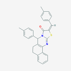 molecular formula C29H24N2OS B287851 10-(4-methylbenzylidene)-7-(4-methylphenyl)-5,7-dihydro-6H-benzo[h][1,3]thiazolo[2,3-b]quinazolin-9(10H)-one 