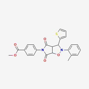 molecular formula C24H20N2O5S B2878512 4-(4,6-二氧代-3-(噻吩-2-基)-2-(邻甲苯基)四氢-2H-吡咯并[3,4-d]异恶唑-5(3H)-基)苯甲酸甲酯 CAS No. 1005271-18-0