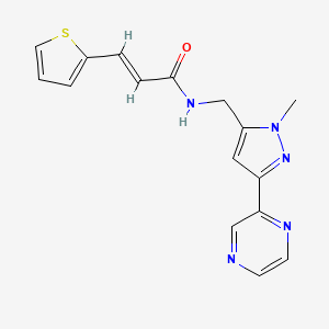 (E)-N-((1-methyl-3-(pyrazin-2-yl)-1H-pyrazol-5-yl)methyl)-3-(thiophen-2-yl)acrylamide