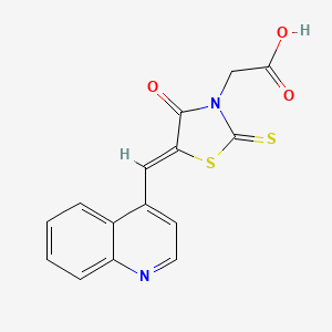 molecular formula C15H10N2O3S2 B2878529 (Z)-2-(4-oxo-5-(quinolin-4-ylmethylene)-2-thioxothiazolidin-3-yl)acetic acid CAS No. 1261158-92-2