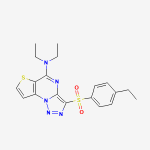 molecular formula C19H21N5O2S2 B2878532 N,N-diethyl-3-(4-ethylphenylsulfonyl)thieno[2,3-e][1,2,3]triazolo[1,5-a]pyrimidin-5-amine CAS No. 892741-70-7