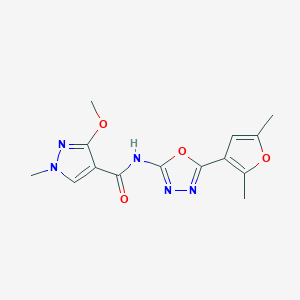 molecular formula C14H15N5O4 B2878533 N-(5-(2,5-二甲基呋喃-3-基)-1,3,4-恶二唑-2-基)-3-甲氧基-1-甲基-1H-吡唑-4-甲酰胺 CAS No. 1251709-99-5