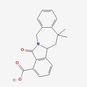 molecular formula C20H19NO3 B2878558 5H-11a-Azadibenzo[a,f]azulene-1-carboxylic acid, 6,6-dimethyl-12-oxo-4b,6,11,12-tetrahydro- CAS No. 496018-49-6