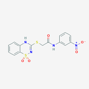 molecular formula C15H12N4O5S2 B2878560 2-((1,1-二氧化-4H-苯并[e][1,2,4]噻二嗪-3-基)硫代)-N-(3-硝基苯基)乙酰胺 CAS No. 886955-69-7