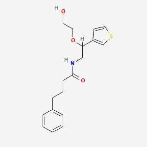 molecular formula C18H23NO3S B2878564 N-(2-(2-hydroxyethoxy)-2-(thiophen-3-yl)ethyl)-4-phenylbutanamide CAS No. 2034313-68-1