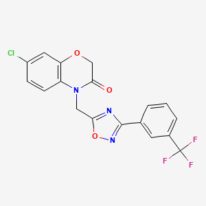 molecular formula C18H11ClF3N3O3 B2878573 7-chloro-4-((3-(3-(trifluoromethyl)phenyl)-1,2,4-oxadiazol-5-yl)methyl)-2H-benzo[b][1,4]oxazin-3(4H)-one CAS No. 1105232-56-1