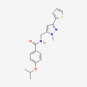 N-[(2-Methyl-5-thiophen-2-ylpyrazol-3-yl)methyl]-4-propan-2-yloxybenzamide