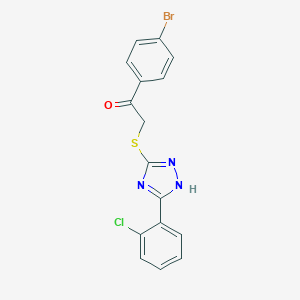 molecular formula C16H11BrClN3OS B287859 1-(4-bromophenyl)-2-{[3-(2-chlorophenyl)-1H-1,2,4-triazol-5-yl]sulfanyl}ethanone 