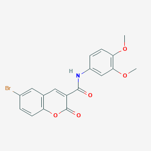 molecular formula C18H14BrNO5 B2878590 6-bromo-N-(3,4-dimethoxyphenyl)-2-oxo-2H-chromene-3-carboxamide CAS No. 431891-56-4