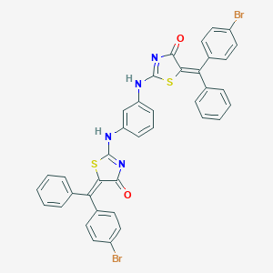 molecular formula C38H24Br2N4O2S2 B287860 (5E)-5-[(4-bromophenyl)-phenylmethylidene]-2-[3-[[(5E)-5-[(4-bromophenyl)-phenylmethylidene]-4-oxo-1,3-thiazol-2-yl]amino]anilino]-1,3-thiazol-4-one 