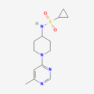 molecular formula C13H20N4O2S B2878600 N-[1-(6-Methylpyrimidin-4-yl)piperidin-4-yl]cyclopropanesulfonamide CAS No. 2415533-47-8