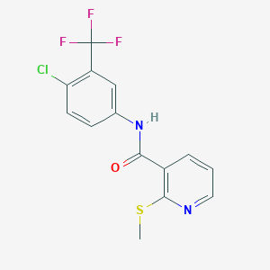 molecular formula C14H10ClF3N2OS B2878616 N-[4-chloro-3-(trifluoromethyl)phenyl]-2-methylsulfanylpyridine-3-carboxamide CAS No. 790683-53-3