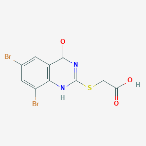 2-[(6,8-dibromo-4-oxo-1H-quinazolin-2-yl)sulfanyl]acetic acid