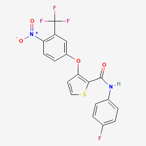 N-(4-fluorophenyl)-3-[4-nitro-3-(trifluoromethyl)phenoxy]thiophene-2-carboxamide