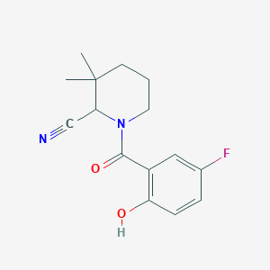 molecular formula C15H17FN2O2 B2878629 1-(5-Fluoro-2-hydroxybenzoyl)-3,3-dimethylpiperidine-2-carbonitrile CAS No. 2094177-39-4