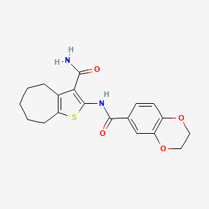 N-(3-carbamoyl-5,6,7,8-tetrahydro-4H-cyclohepta[b]thiophen-2-yl)-2,3-dihydro-1,4-benzodioxine-6-carboxamide