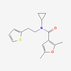 molecular formula C16H19NO2S B2878641 N-环丙基-2,5-二甲基-N-(2-(噻吩-2-基)乙基)呋喃-3-甲酰胺 CAS No. 1396806-59-9