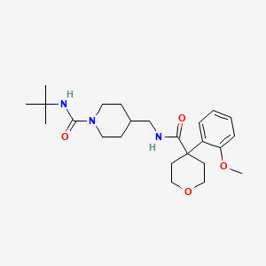 molecular formula C24H37N3O4 B2878642 N-(tert-butyl)-4-((4-(2-methoxyphenyl)tetrahydro-2H-pyran-4-carboxamido)methyl)piperidine-1-carboxamide CAS No. 1325689-33-5