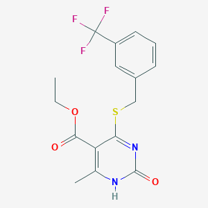 molecular formula C16H15F3N2O3S B2878644 6-甲基-2-氧代-4-[[3-(三氟甲基)苯基]甲硫基]-1H-嘧啶-5-甲酸乙酯 CAS No. 899957-42-7