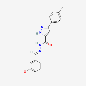 molecular formula C19H18N4O2 B2878649 N'-[(E)-(3-methoxyphenyl)methylidene]-3-(4-methylphenyl)-1H-pyrazole-5-carbohydrazide CAS No. 1284275-68-8