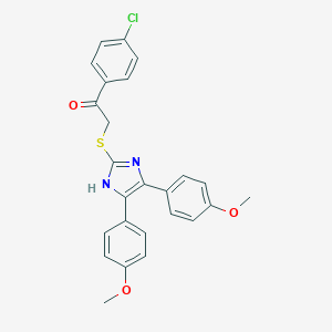 molecular formula C25H21ClN2O3S B287865 2-[[4,5-bis(4-methoxyphenyl)-1H-imidazol-2-yl]sulfanyl]-1-(4-chlorophenyl)ethanone 