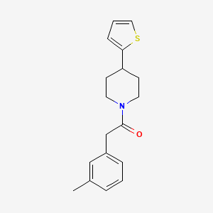 molecular formula C18H21NOS B2878650 1-(4-(噻吩-2-基)哌啶-1-基)-2-(间甲苯基)乙酮 CAS No. 1396761-34-4