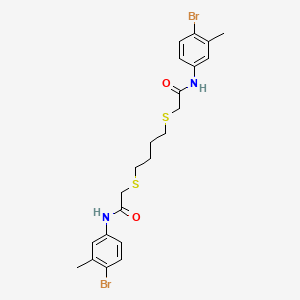 molecular formula C22H26Br2N2O2S2 B2878651 2-((4-((2-(4-Bromo-3-methylanilino)-2-oxoethyl)sulfanyl)butyl)sulfanyl)-N-(4-bromo-3-methylphenyl)acetamide CAS No. 301194-36-5