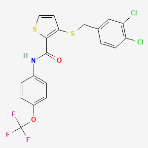 molecular formula C19H12Cl2F3NO2S2 B2878659 3-((3,4-Dichlorobenzyl)sulfanyl)-N-(4-(trifluoromethoxy)phenyl)-2-thiophenecarboxamide CAS No. 250714-59-1